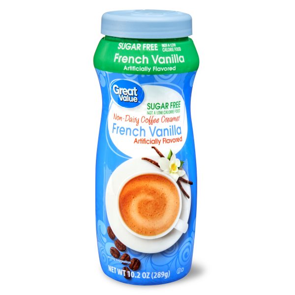 Crema de café no lácteo de vainilla francesa sin azúcar Great Value, 289g